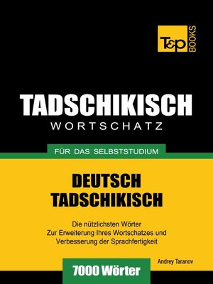 cover image of Deutsch-Tadschikischer Wortschatz für das Selbststudium